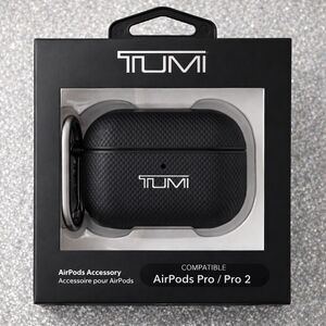 TUMI Black AirPods Pro Pro 2 Case Cover w Silver Carabiner New in Box